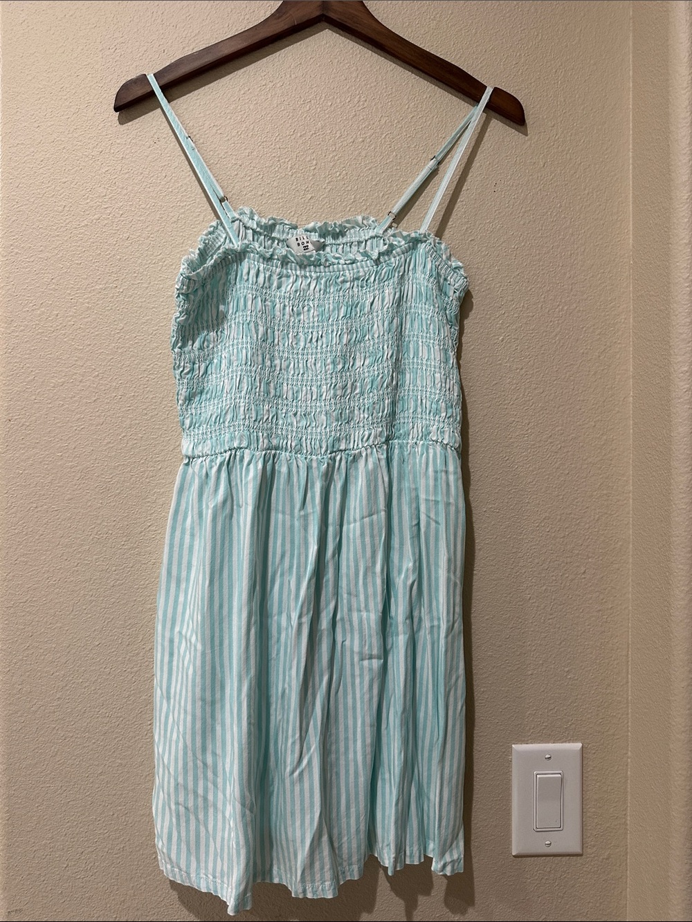 Billabong Light Blue Striped Smocked Sundress